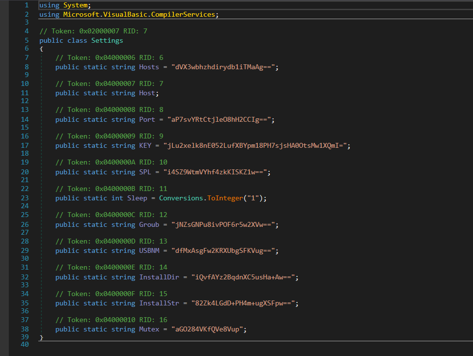 Encrypted configuration strings