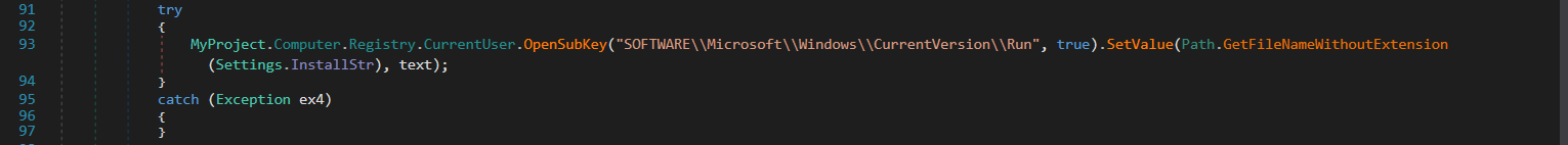 Persistence — registry run key