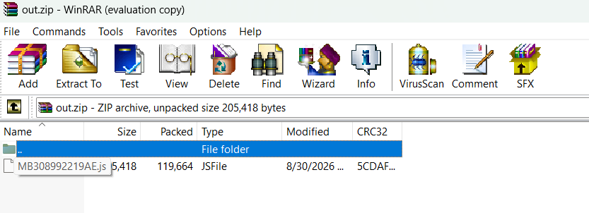 WinRAR archive reconstruction